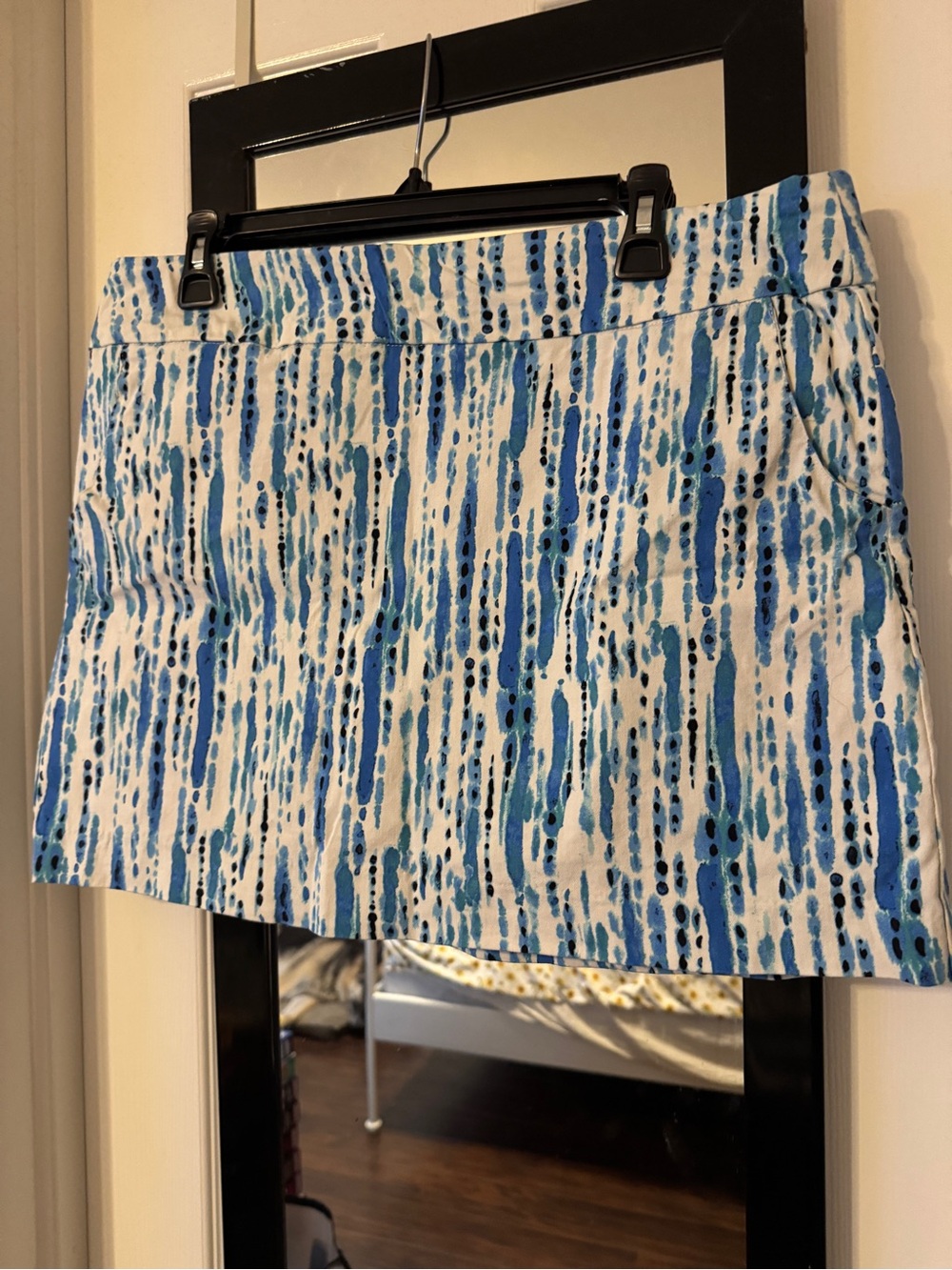 Zac & Rachel Blue and White Printed Mini Skirt